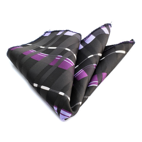 Handkerchief // Purple + Blue + Black + White Check