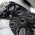 Tie // Black + Silver Paisley