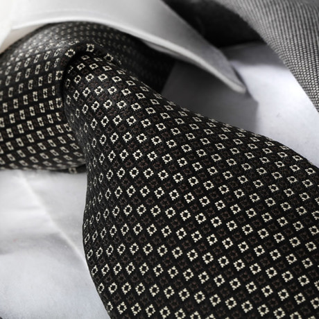 Luciano Silk Tie // Gray + White Squares
