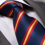 Amedeo Exclusive // Silk Tie // Blue + Red + Yellow Lines