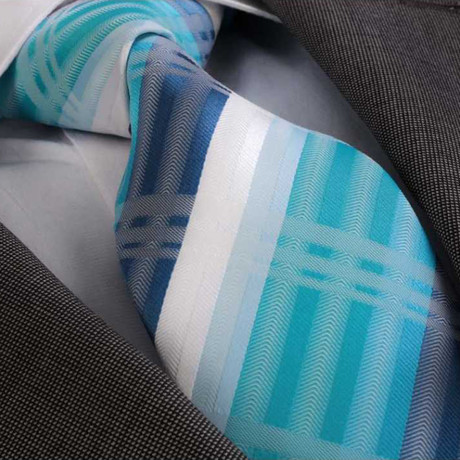 Amedeo Exclusive // Silk Tie // Turquoise Blue + White