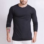 Round Neck Long Sleeve T-Shirt // Black (L)