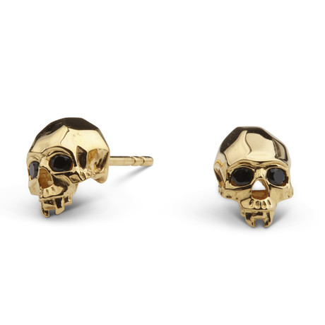 Gold Plated Vampire Skull Stud Earrings