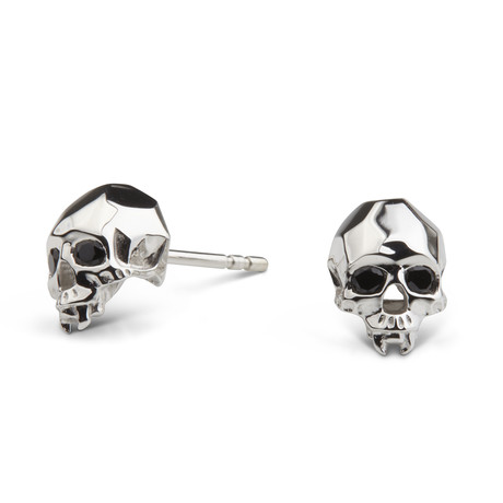 Silver Vampire Skull Stud Earrings