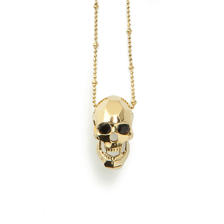 Gold Plated Vampire Skull Pendant