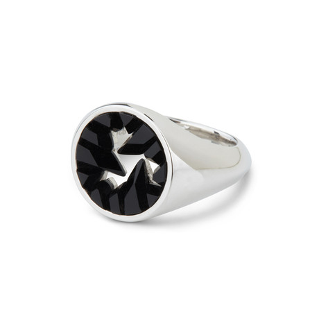 Silver Onyx Signet Ring (Size 6.5)