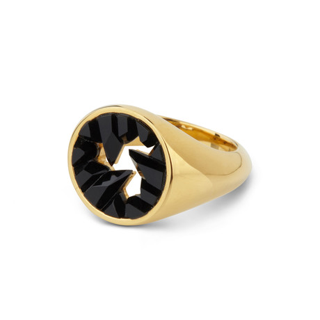 Yellow Gold Onyx Signet Ring (Size 6.5)