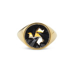 Yellow Gold Onyx Signet Pinky Ring (Size 6)