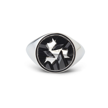 Silver Onyx Signet Pinky Ring (Size 4.75)