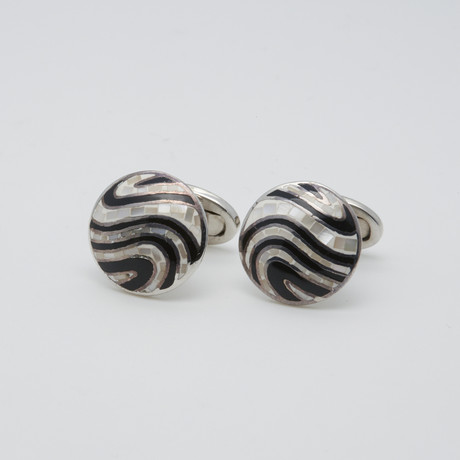 Round Multi-Tile Mother Of Pearl Cufflinks