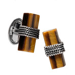 Tiger's Eye Brick W/ Antiqued Rope Cufflinks