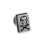 Glass Skull + Crossbones Lapel Pin