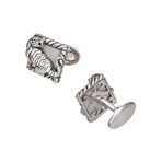 Tiger on Mother Of Pearl Square W/ Rope Frame + Ornate Back Cufflinks