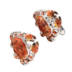 Hand Enameled Red Crab Cufflinks