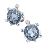 Blue Mother Of Pearl Inlay Turtle Cufflinks