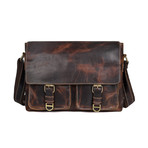 Cambria Leather Messenger Bag // Brown