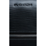 Wood Grained Semi Embossed Leather Zip Briefcase // Black