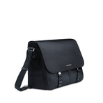 Nylon Messenger Bag + Leather Trim // Black