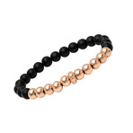 Lava Beaded Bracelet + 18k Rose Gold Plated Beads