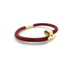 Deluxe Nail Bracelet // Maroon + Gold (Small)