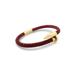 Deluxe Nail Bracelet // Maroon + Gold (Small)