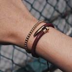 Deluxe Nail Bracelet // Maroon + Gold (Small)