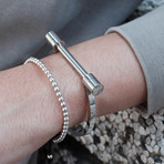 Classic Beaded Bracelet // Silver