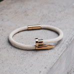 Deluxe Nail Bracelet // White + Gold (Small)