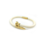 Deluxe Nail Bracelet // White + Gold (Small)