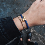 Deluxe Nail Bracelet // Blue + Gold (Small)