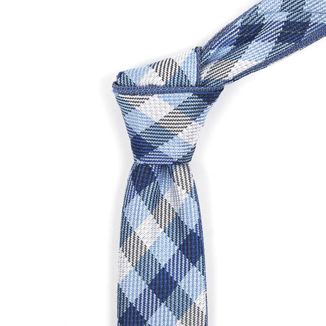 Reversible Tie // Navy + White Waved Patterned
