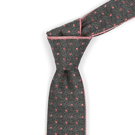 Reversible Tie // Chambray + Pink Polka Dotted