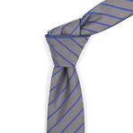 Reversible Tie // Heather Charcoal + Steel Blue Striped
