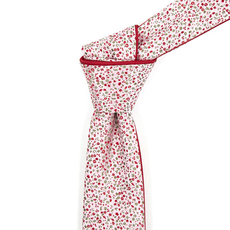 Reversible Tie // Red + Olive Floral