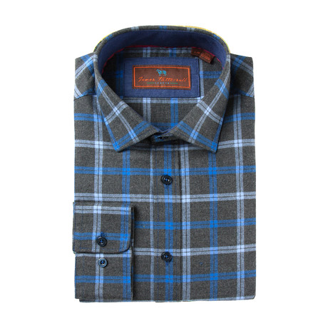 Woven Spread Collar Shirt // Blue + Gray Plaid (XS)