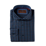 Woven Cutaway Collar Shirt // Dark Blue Grid (S)