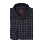 Woven Spread Collar Shirt // Dark Blue Checkered (M)