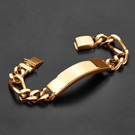 Figaro Style ID Bracelet // Gold
