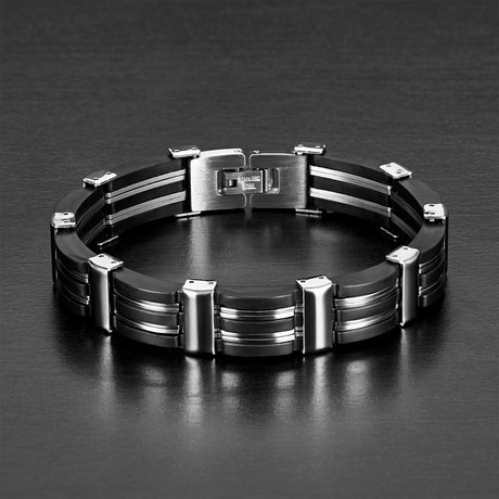Two-Tone Link Bracelet // Black + Silver
