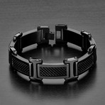 Carbon Fiber Link Bracelet // Silver
