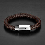Stainless Steel + Braided Leather Bracelet // Brown