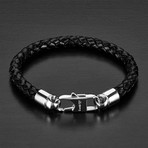 Stainless Steel + Braided Leather Bracelet // Black