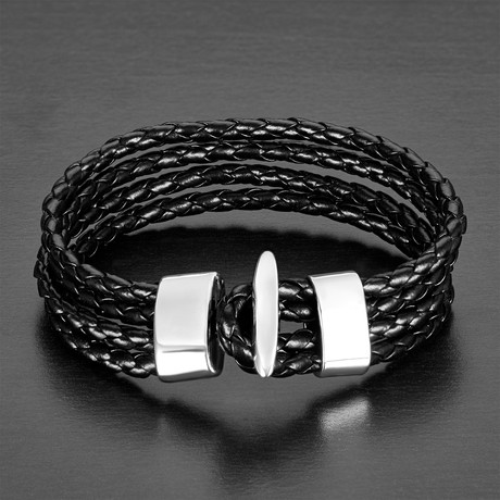 Four-Layer Braided Leather Bracelet // Black