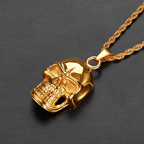 Skull Pendant Necklace // Gold
