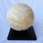 Petrified Wood Sphere Sculpture + Stand