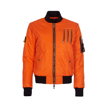 Spleen Nylon Flight Jacket // Neon Orange (S)