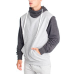 Two Tone Cowl Neck Hoody // Gray + Charcoal (S)