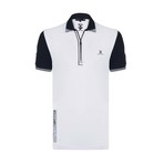 Polo Shirt Short Sleeve // White + Navy (XL)