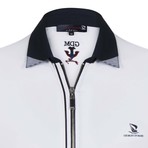 Polo Shirt Short Sleeve // White + Navy (XL)