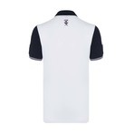 Polo Shirt Short Sleeve // White + Navy (M)